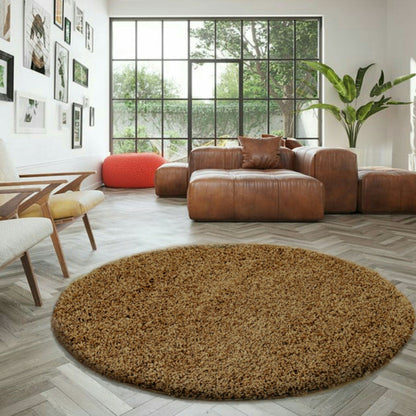 Abaseen Dark Beige Round Rugs Machine Washable Rugs