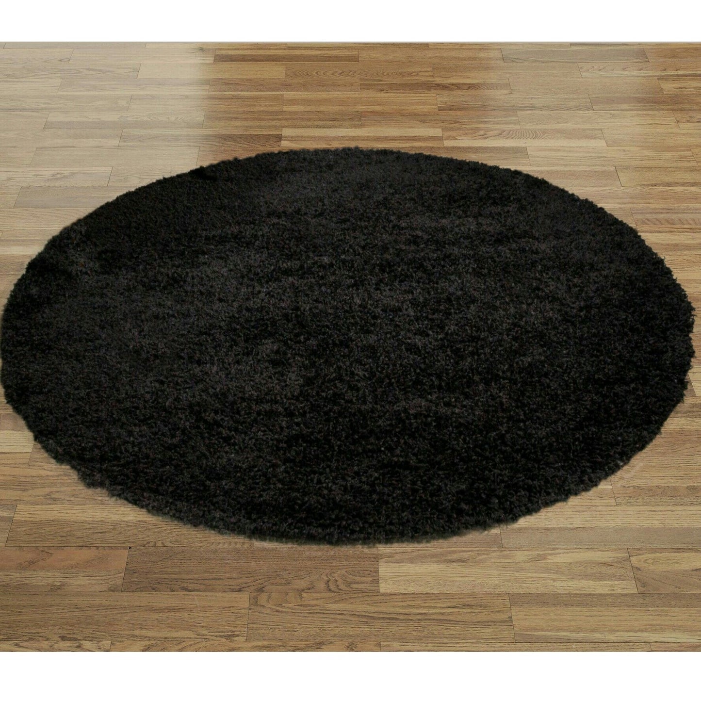 Abaseen Dark Black Round Rugs 120cm Round Washable Rugs